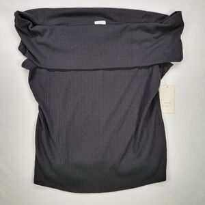 A New Day Black Ribbed Knit Top Size XXL